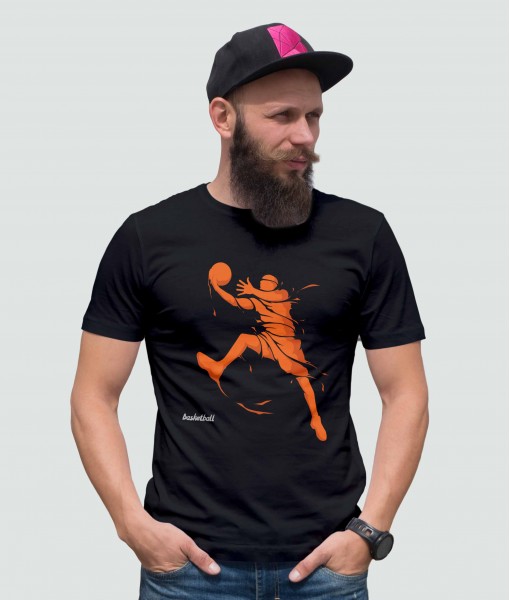 Мъжка тениска с щампа Спортни Илюстрации Splash basketball player